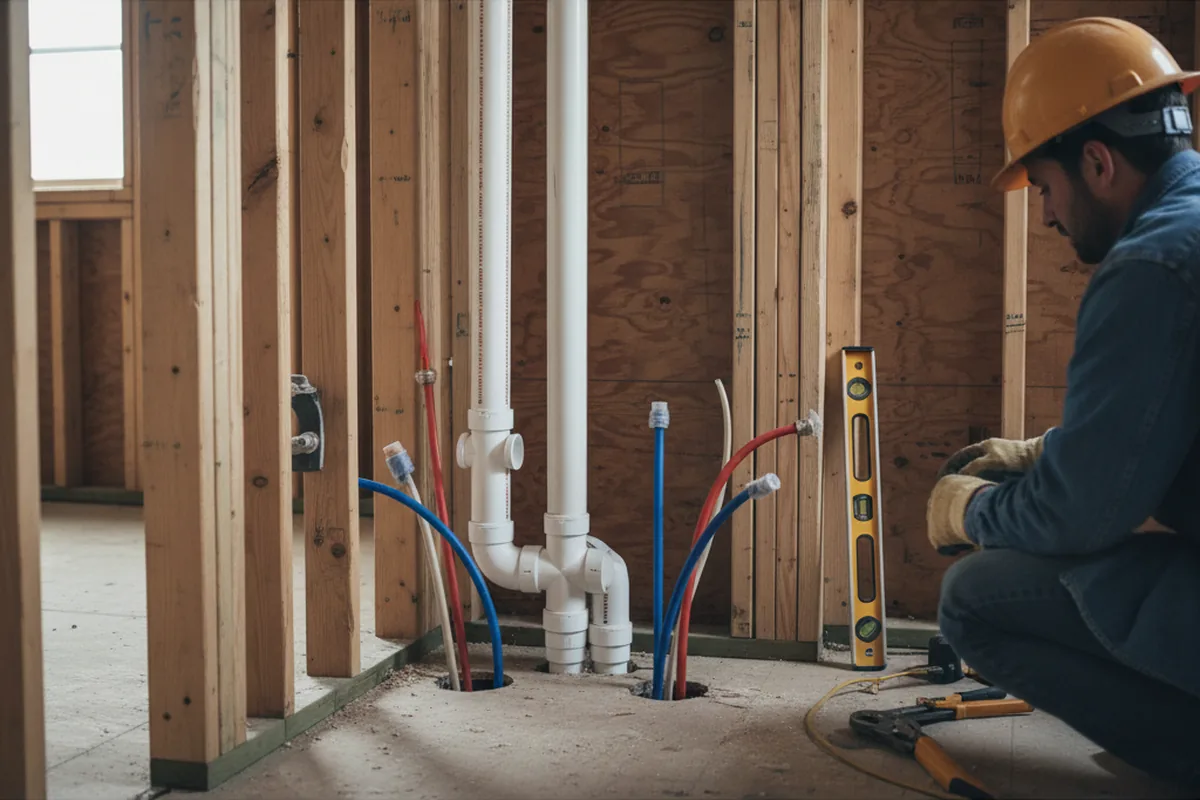 Drain and supply rough-in during Drain Cleaning in Toronto